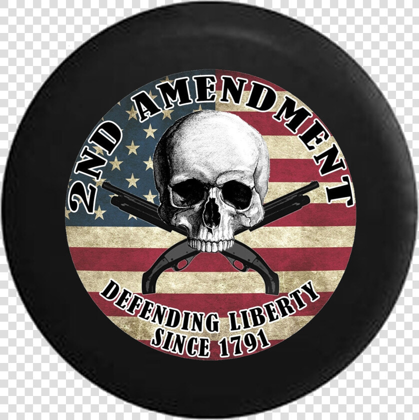 Skull Flag Crossed Guns America Defending Freedom 1791   Emblem  HD Png DownloadTransparent PNG