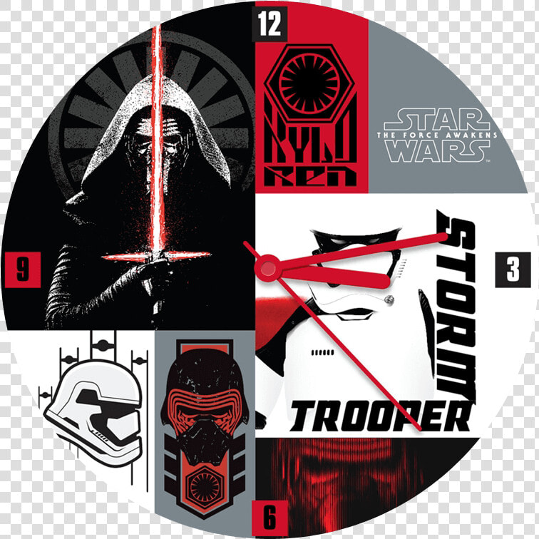 Star Wars The Force Awakens Wall Clock   Graphic Design  HD Png DownloadTransparent PNG