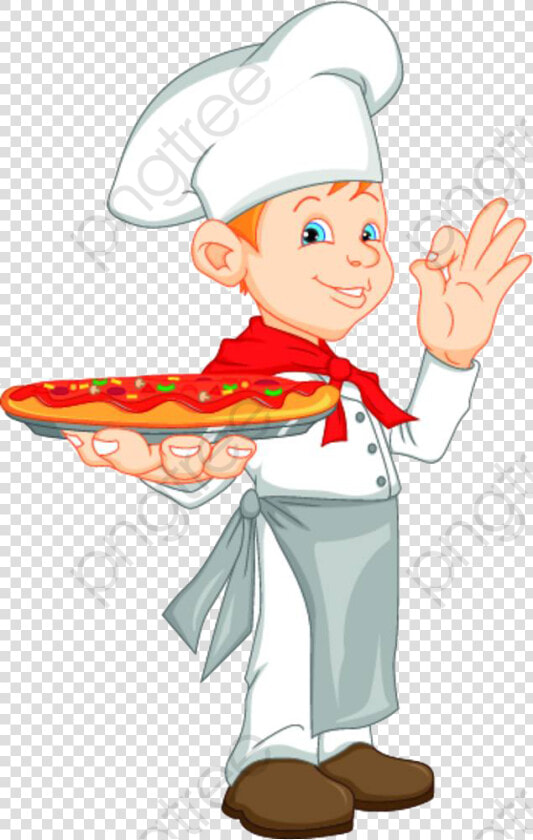 A Little Chef With Pizza  Chef Clipart  Cook  Cartoon   Cartoon Boy Holding Pizza  HD Png DownloadTransparent PNG