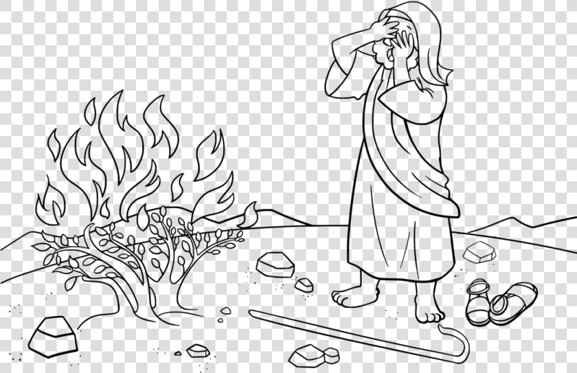 Art monochrome arm   Moses And The Burning Bush Coloring Page  HD Png DownloadTransparent PNG