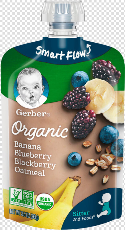 Banana Blueberry Blackberry Oatmeal   Gerber Organic Pear Peach Strawberry  HD Png DownloadTransparent PNG