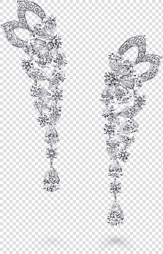 A Pair Of Graff Peony Petal Motif Diamond Drop Earrings   Earrings Drop Earrings Graff Jewelry  HD Png DownloadTransparent PNG