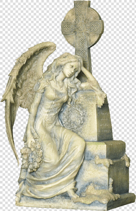 Weeping Angel Sitting By A Grave Statue   Gothic Statue Png  Transparent PngTransparent PNG