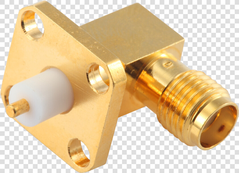 Sma Female Right Angle Four hole Flange Connector Round   Sma Right Angle Connector  HD Png DownloadTransparent PNG