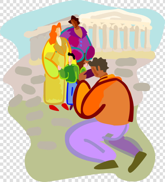 Vector Illustration Of Tourists On Vacation Near Landmark   Illustration  HD Png DownloadTransparent PNG