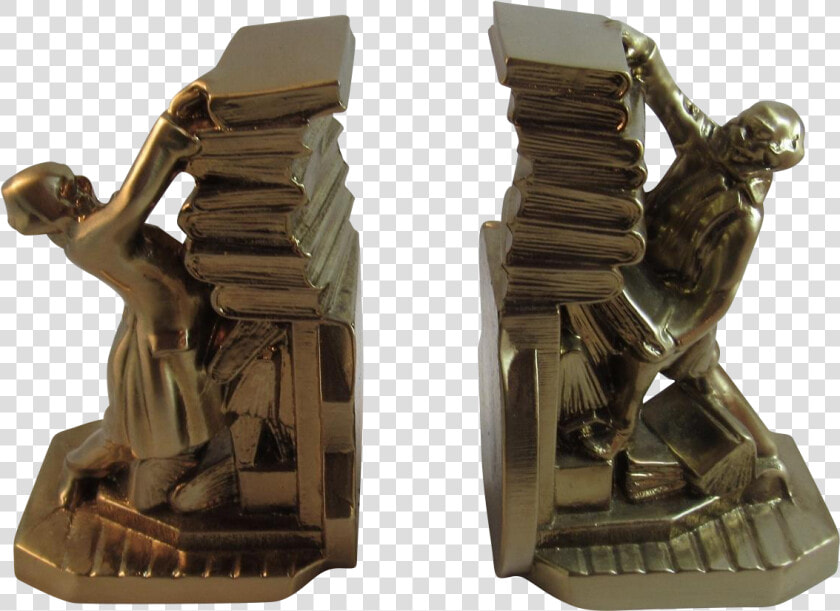 Pm Craftsman Man With Falling Stack Of Books Bookends   Bronze Sculpture  HD Png DownloadTransparent PNG