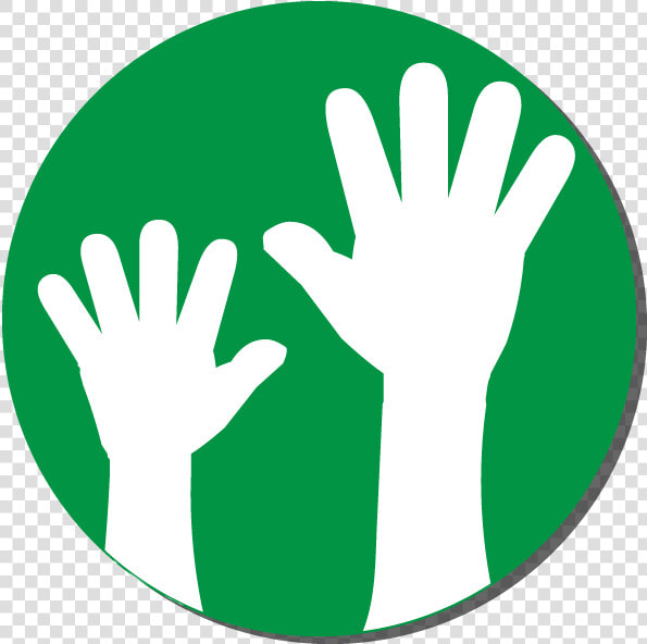 Green Circular Button With Raised Hands On It To Volunteer   Sign  HD Png DownloadTransparent PNG