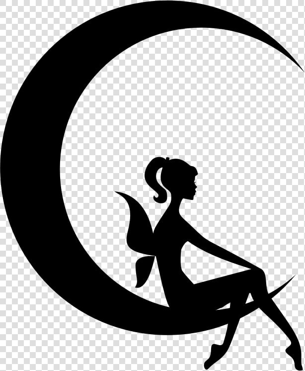 Fairy Relaxing On The Crescent Moon   Moon Fairy Silhouette Png  Transparent PngTransparent PNG