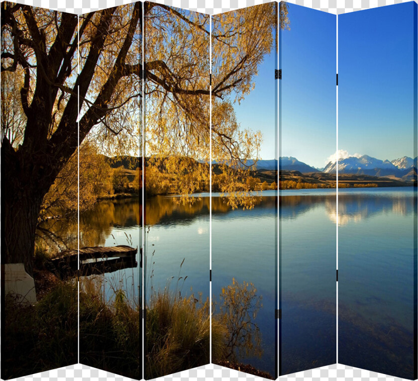 6 Panel Folding Screen Canvas Divider  Lakeside Free   Reflection  HD Png DownloadTransparent PNG