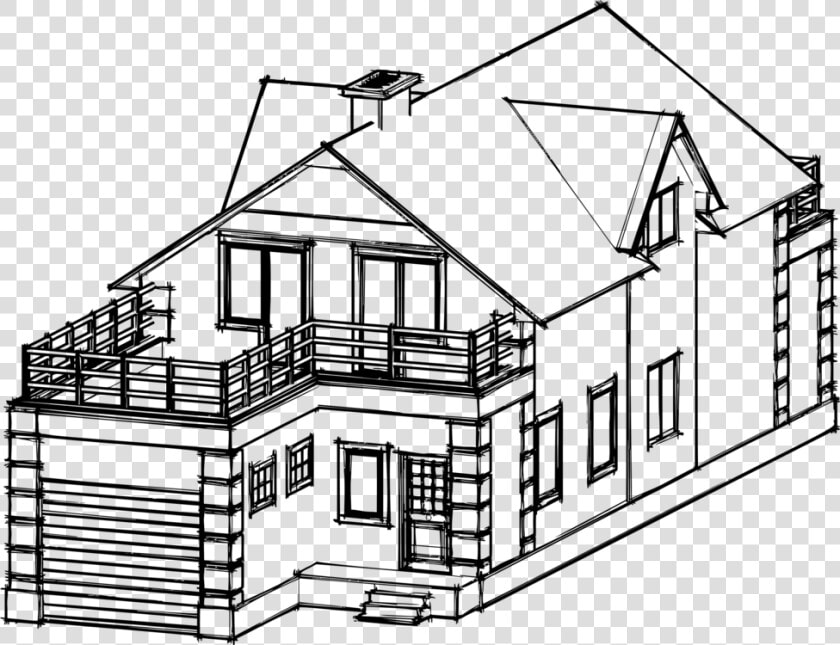 Transparent House Sketch Png   Drawing Of Building House  Png DownloadTransparent PNG