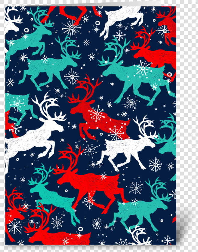 Festive Snow Caribou Greeting Card   Reindeer  HD Png DownloadTransparent PNG