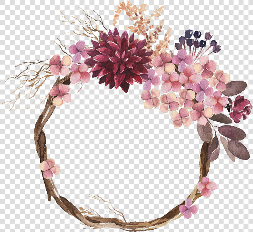 Ben And Shana   Watercolor Flower Maroon Wreath  HD Png DownloadTransparent PNG