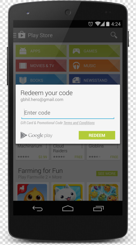 Redeem A Card   Google Play Card For Android  HD Png DownloadTransparent PNG