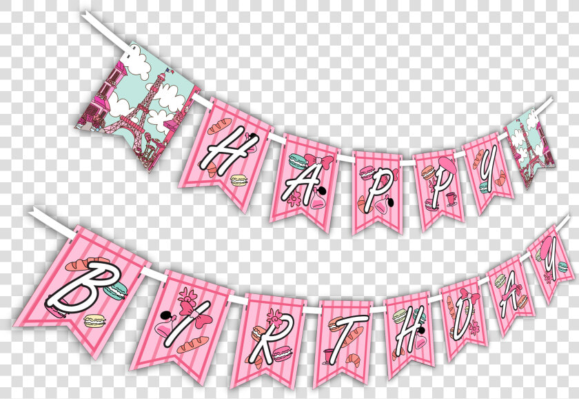 Pink Paris Happy Birthday   Pink Paris Happy Birthday Banner Png  Transparent PngTransparent PNG