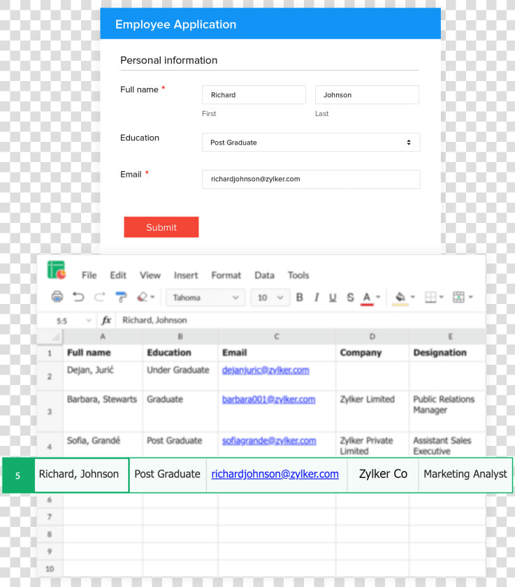 Integrate Zoho Sheet With Zoho Forms  HD Png DownloadTransparent PNG