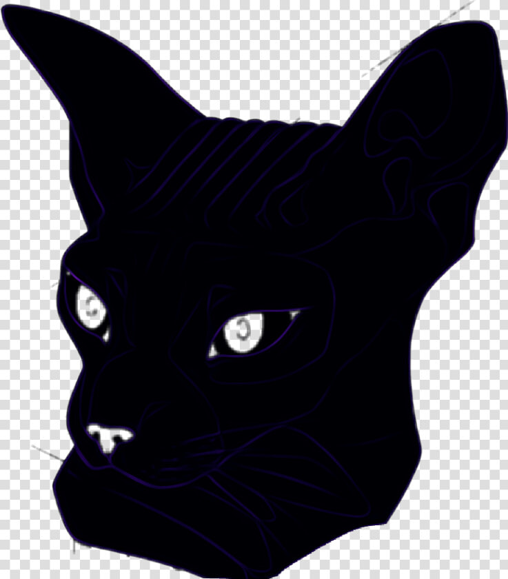 Neon Cat Sphynx Head Purple Sticker Violet Glow Remixit   Black Cat  HD Png DownloadTransparent PNG