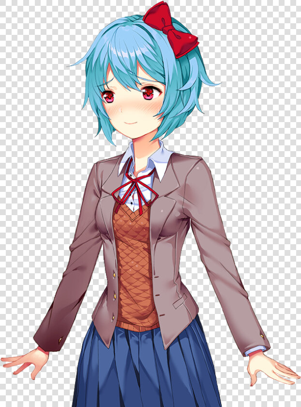 Edited Mediahave A Cinnamon Bun With Light Blue Hair   Doki Doki Literature Club Sayori Normal  HD Png DownloadTransparent PNG