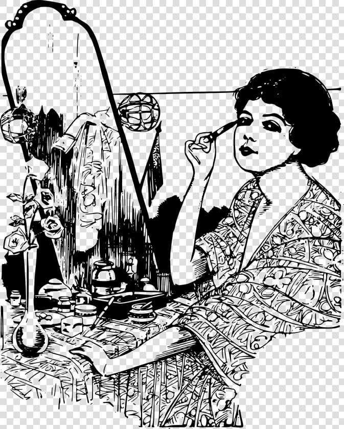 Lady Puts On Makeup Clip Arts   Make Up Clipart Black And White  HD Png DownloadTransparent PNG