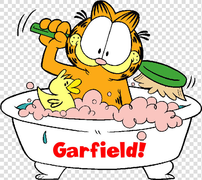 Transparent Garfield Clipart   Garfield Taking A Bath  HD Png DownloadTransparent PNG