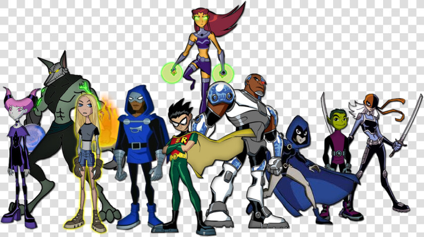 Teen Titans Robin Starfire Cyborg Beast Boy Raven  HD Png DownloadTransparent PNG