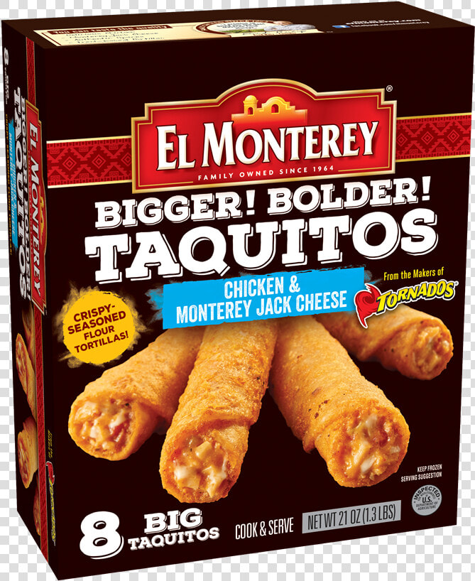 Bigger Bolder Chicken  amp  Cheese Taquitos   El Monterey Bigger Bolder Taquitos Review  HD Png DownloadTransparent PNG