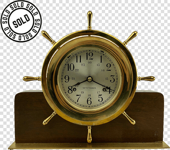 Seth Thomas Helmsman Ships Bell Clock With Mahogany   Alarm Clock  HD Png DownloadTransparent PNG