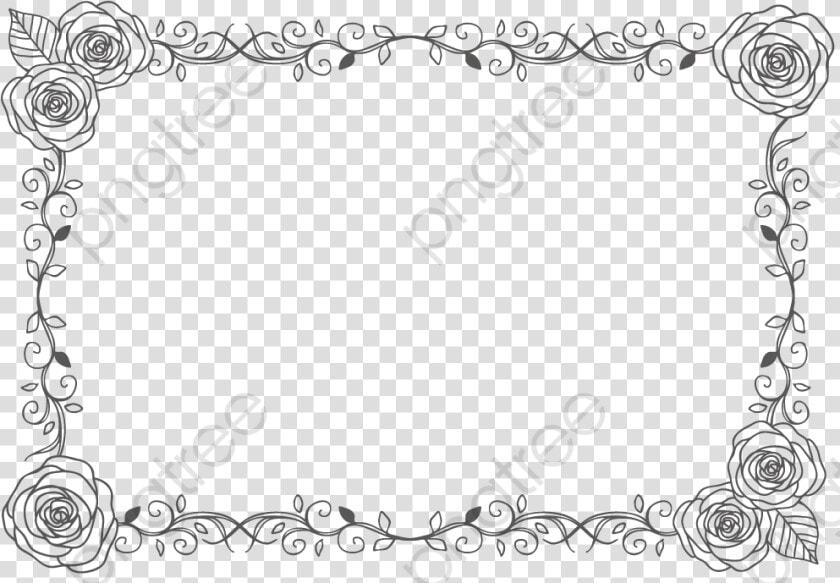 Rose Border Frame Pattern   Нарисованные Розы На Прозрачном Фоне  HD Png DownloadTransparent PNG