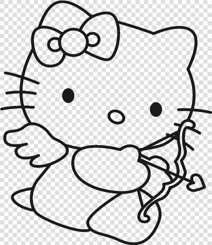 Hello Kitty Is Being Hold Doll Coloring Page   Hello Kitty Valentine Coloring Pages  HD Png DownloadTransparent PNG