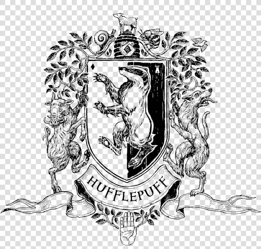 Hufflepuff Crest Black And White  HD Png DownloadTransparent PNG