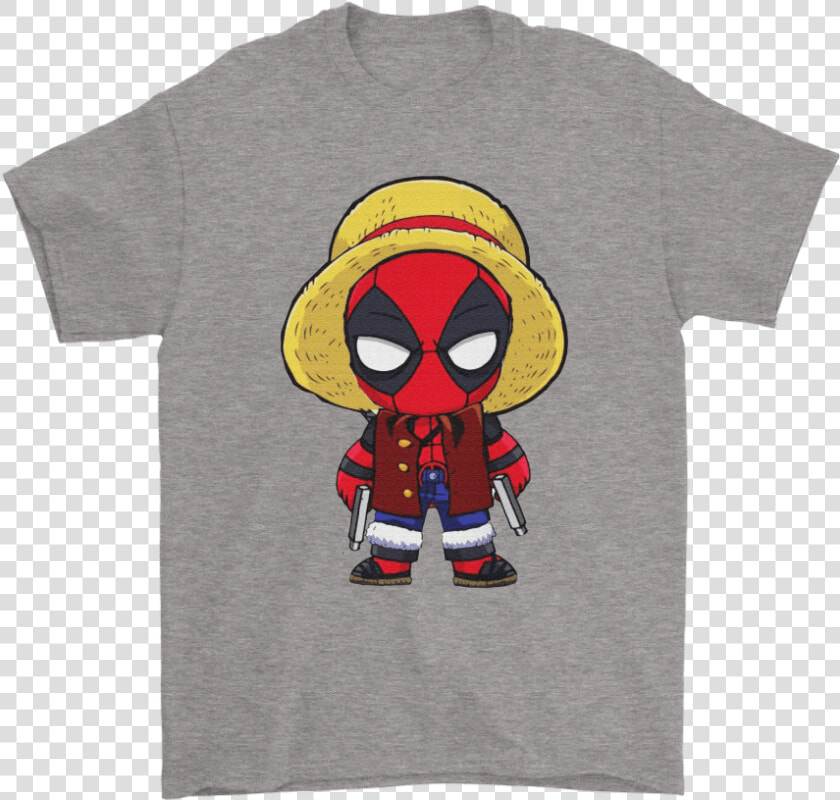 Straw Hat Luffy Chibi Deadpool Marvel One Piece Mashup   Montreal Canadiens Black T Shirt  HD Png DownloadTransparent PNG