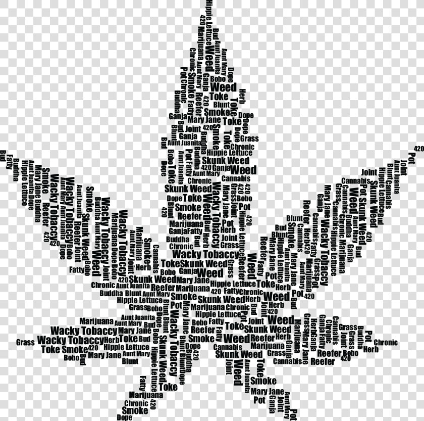 Marijuana Typography Black Clip Arts   Black And White Weed Clipart  HD Png DownloadTransparent PNG