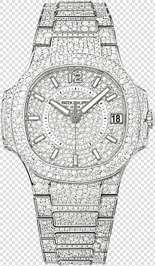 Patek Philippe Nautilus 7021 White Gold   Diamond   Patek Philippe Full Diamond Watch  HD Png DownloadTransparent PNG