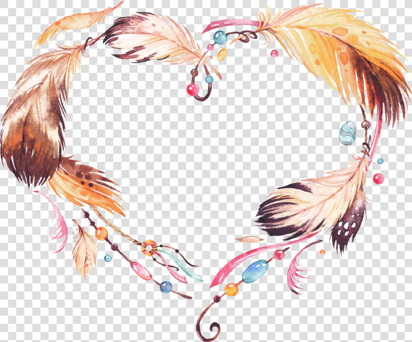 Feather Heart Leaves Fang   Feather Wreath Clipart Png  Transparent PngTransparent PNG