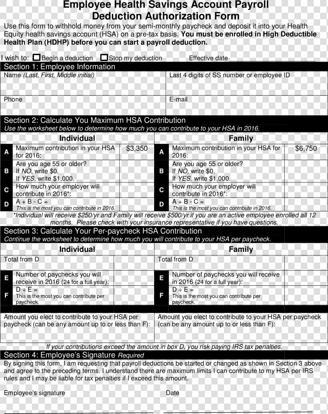 Employee Health Payroll Deduction Form Main Image   Template Payroll Hsa Deduction Authorization Form  HD Png DownloadTransparent PNG