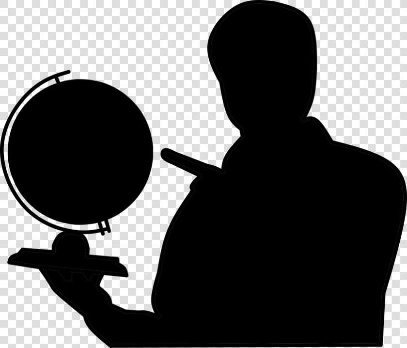 Teacher  Geographic  Man  Pointing  Globe  Hand  Cutout   Teacher Silhouette No Background  HD Png DownloadTransparent PNG