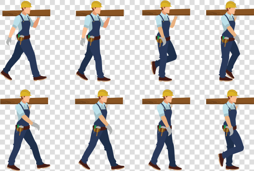 Carpenter Man Walking Cycle Vector   Walk Cycle  HD Png DownloadTransparent PNG