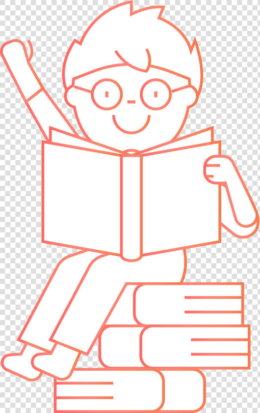 Child Reading While Sitting On A Stack Of Books   Cartoon  HD Png DownloadTransparent PNG