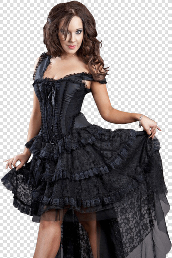 Ophelie Black Taffeta Corset Dress   Victorian Corset Dress  HD Png DownloadTransparent PNG