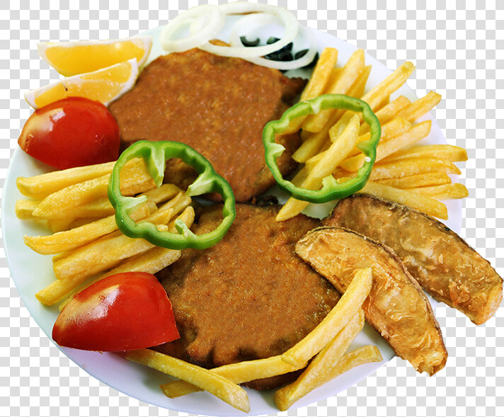 306 Chicken Scallop   French Fries And Shami Kabab Brochure Style  HD Png DownloadTransparent PNG