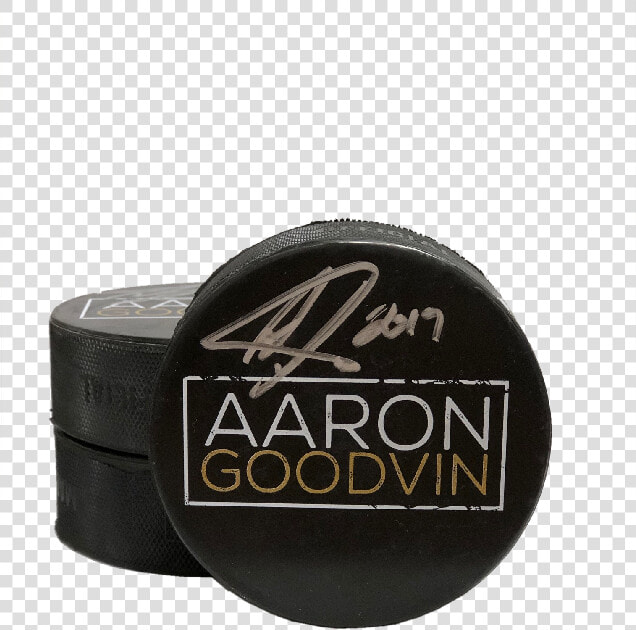 Aaron Goodvin Autographed Hockey Puck Ag Logo Title   Eye Shadow  HD Png DownloadTransparent PNG