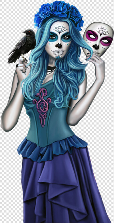  halloween  woman  girl  femme  female  skull  sugarskull   Halloween Costume  HD Png DownloadTransparent PNG