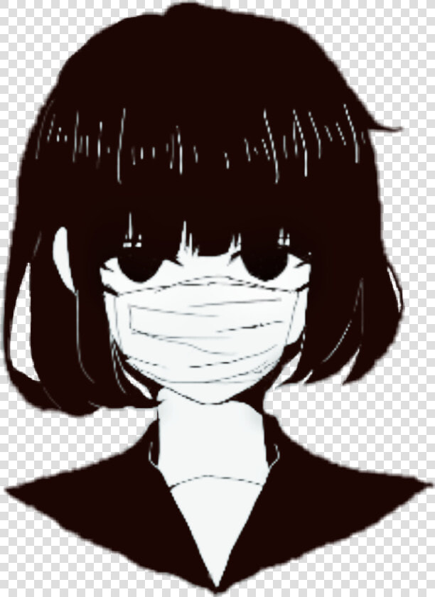 Anime Girl With Mouth Mask   Png Download   Black And White Anime Girl  Transparent PngTransparent PNG