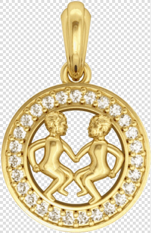 Gemini Charm Pendant In 14k Gold Studded With Diamonds   Diamond And Gold Capricorn Sign  HD Png DownloadTransparent PNG