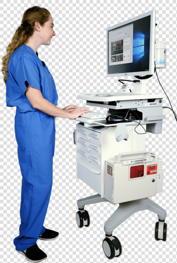 Computer Workstation Cart   Nursing Workstation On Wheels  HD Png DownloadTransparent PNG