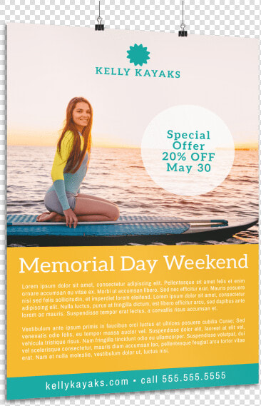 Memorial Day Weekend Water Poster Template Preview   Girl Sitting On Paddleboard  HD Png DownloadTransparent PNG