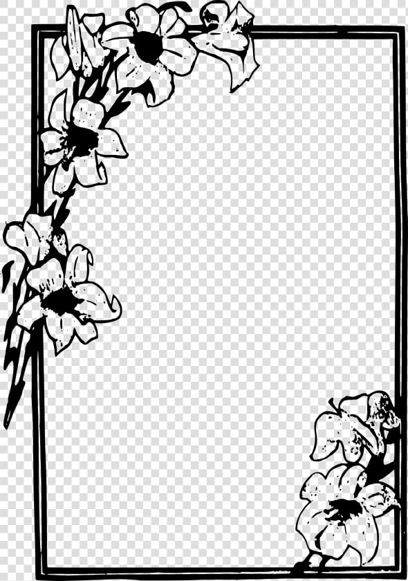 Simple Flower Frame Clip Arts   Flower Frame Clipart Black And White  HD Png DownloadTransparent PNG