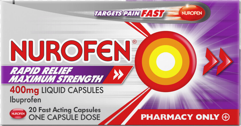 Nurofen Rapid Relief Maximum Strength Liquid Capsules   Nurofen 400mg  HD Png DownloadTransparent PNG