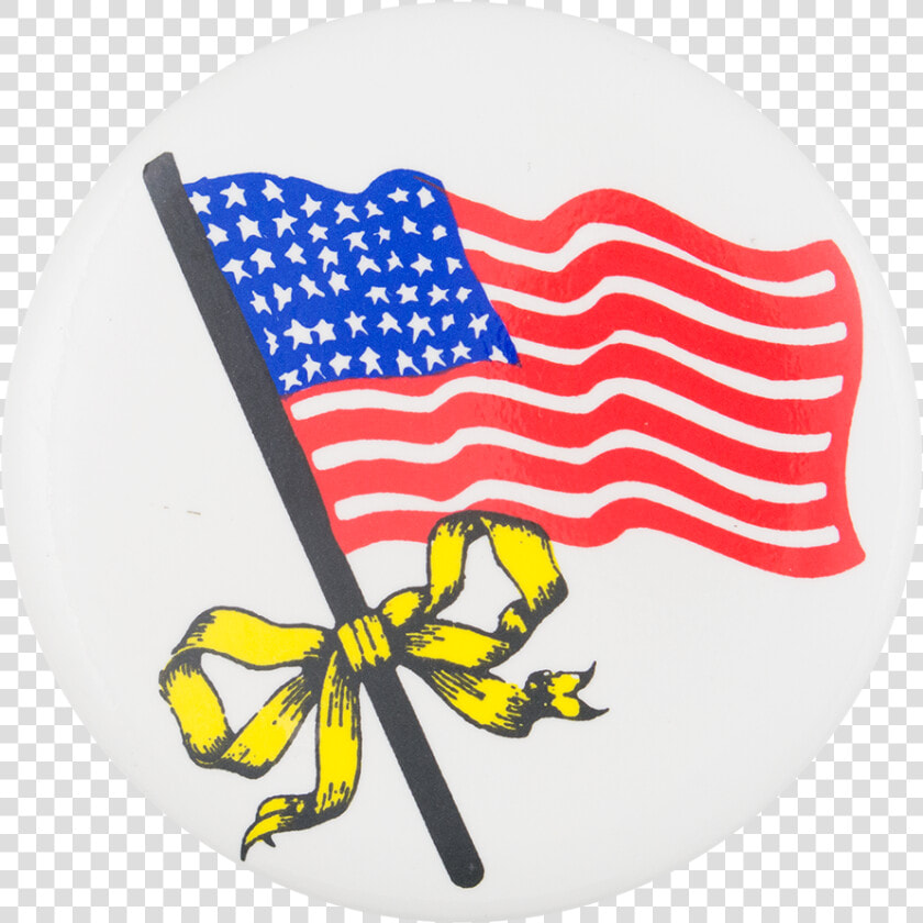 American Flag With Yellow Ribbon Cause Button Museum  HD Png DownloadTransparent PNG