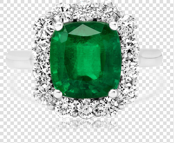 Cushion Cut Emerald  amp  Round Diamonds Ring   Emerald  HD Png DownloadTransparent PNG