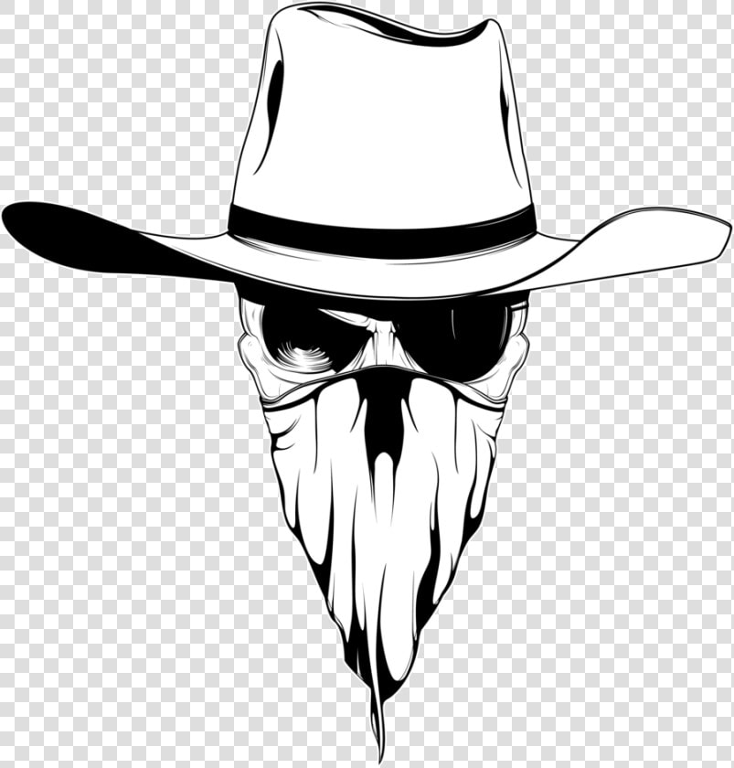 Cowboy Hat Drawing Bandana   Cowboy Skull Drawing  HD Png DownloadTransparent PNG